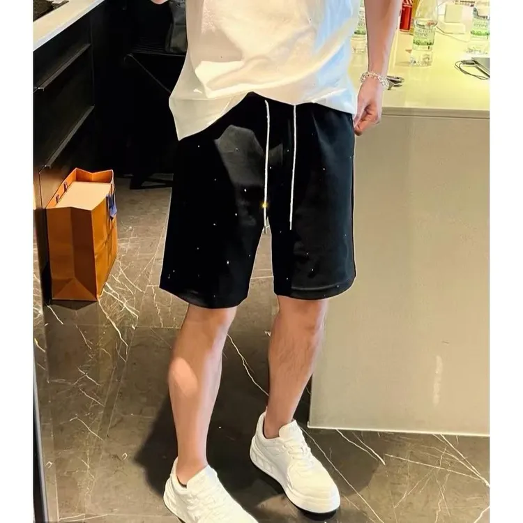 烫钻2025新款短裤男士夏季时尚潮流休闲百搭痞帅精神高端五分裤