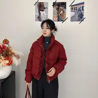 羽绒服短款立领木耳边拼接韩版设计感洋气保暖冬季白鸭绒女