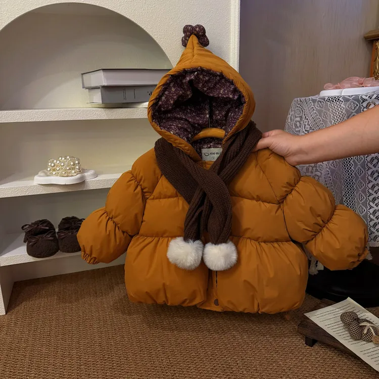 棉袄/棉服韩版加绒女童中小童冬季保暖夹棉外套