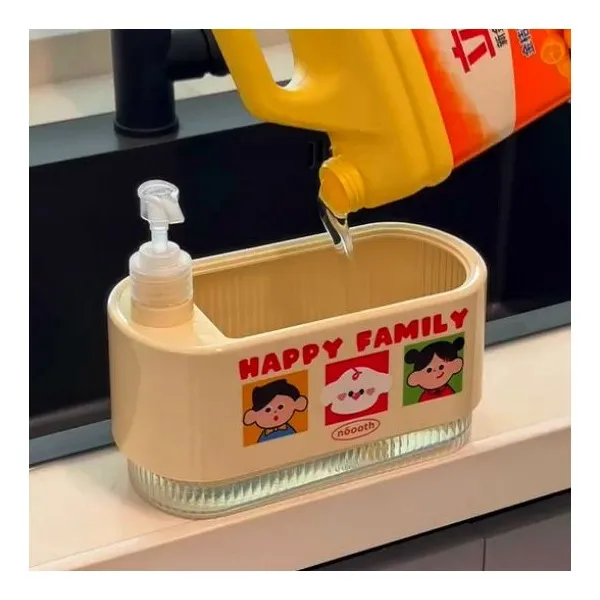 洗洁精海绵擦收纳盒水槽按压器皂液器分装瓶洗手液瓶按压盒压取Q
