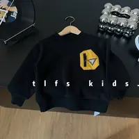 童例「25483黑色黄标加绒卫衣」秋冬儿童圆领男童女童休闲长袖百搭