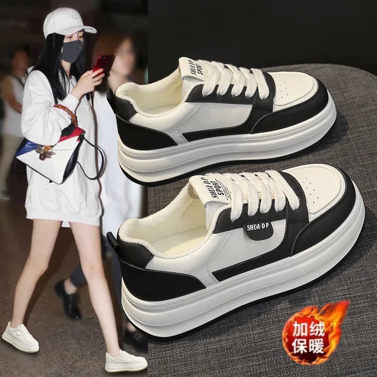 2025新款松糕小白鞋女增高加绒厚底百搭舒休闲板鞋ins女鞋子潮流