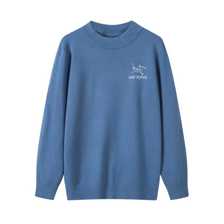 小鸟标毛衣秋冬厚款印花针织衫中青年圆领羊绒长袖休闲纯色打底衫