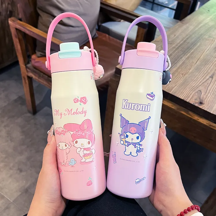 库洛米保温杯儿童水杯女孩上学专用高颜值吸管杯子小学生水壶新款
