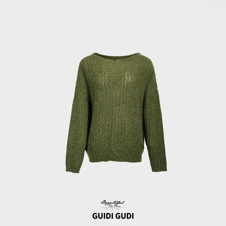 GUIDI GUDI【流动可可酱】莱赛尔羊毛长袖套头毛衣/黄加蓝