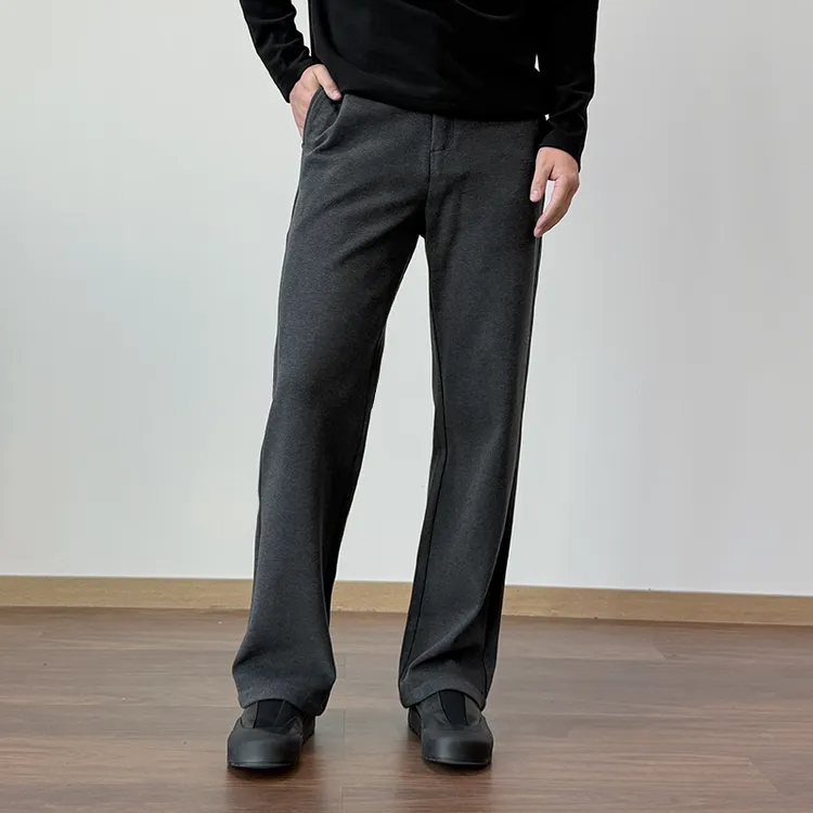 TONGSIR 【羊毛·6股纱】 加绒加厚垂感秋冬西裤男直筒松休闲裤长裤