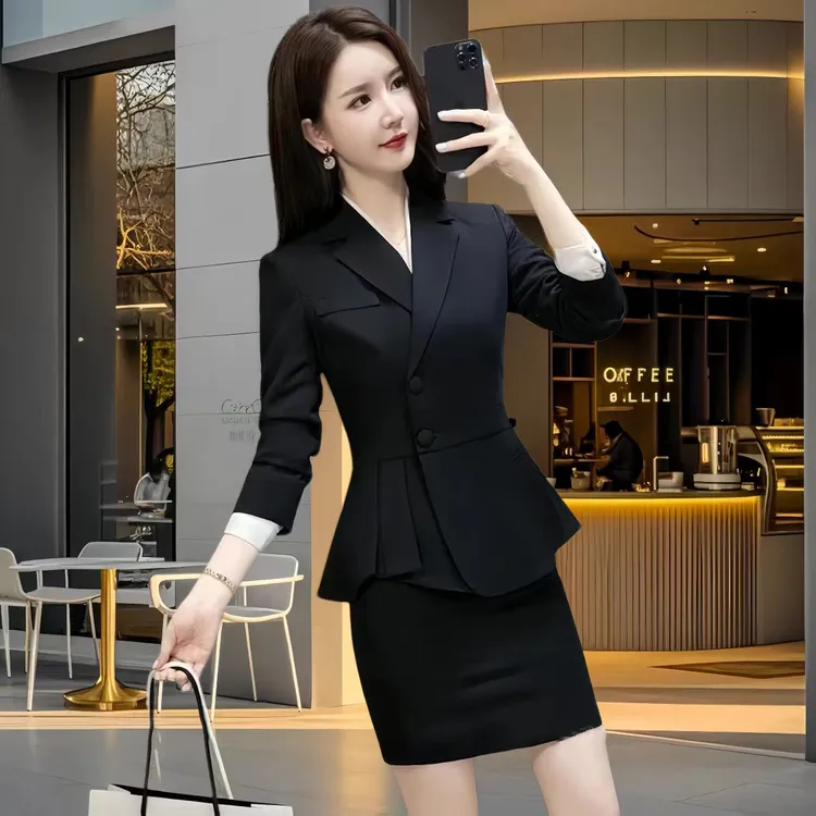 高级感气质秋冬西装套装修身职业面试商务正装西服套装韩版小西装