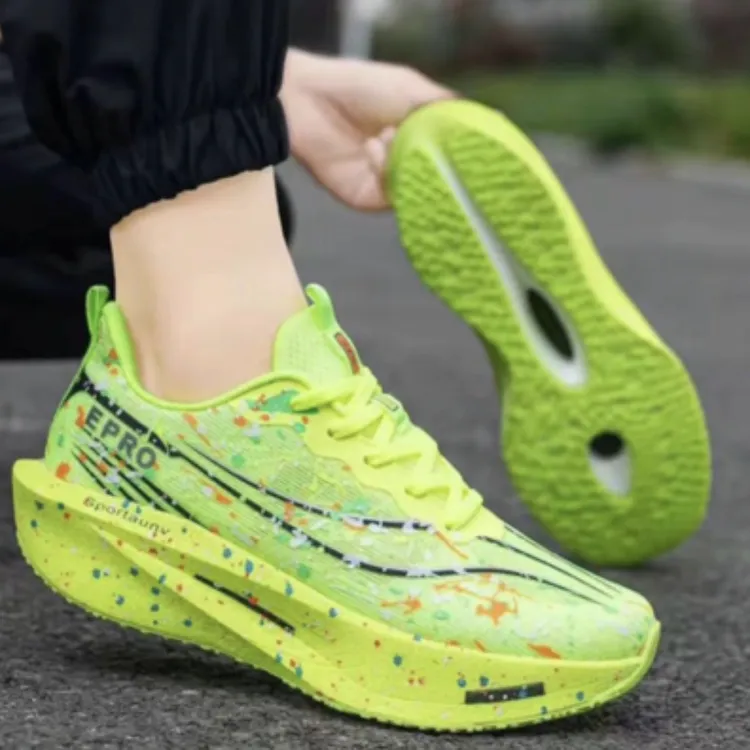 QQ狼3.0夏季透气专业尼龙板跑鞋 超轻透气缓震回弹马拉松竞速跑鞋