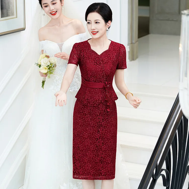 5888高端气质喜婆婆婚宴装礼服年轻款妈妈结婚假两件新中式旗袍裙