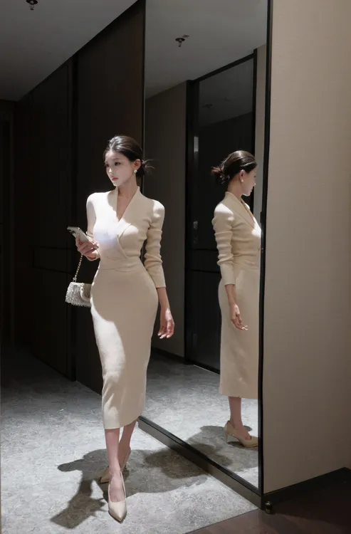 春日部【格林松雾】轻奢纯欲修身显瘦优雅气质时尚包臀连衣裙01364