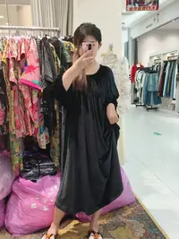 上新价～深圳2576慵懒风连衣裙丝绒长裙简约大气大码连衣裙