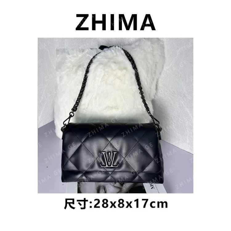 【芝麻集】GQ-1894大-黑色RAIN.CUN百搭时尚腋下单肩斜跨女包