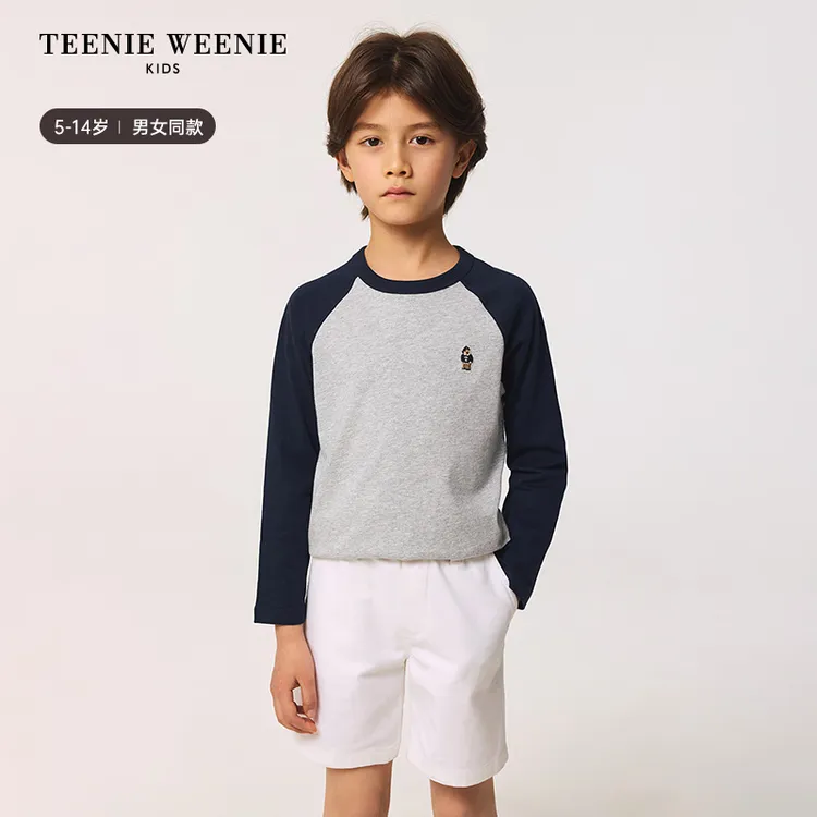 【达人专属】TeenieWeenieKids小熊25男女撞色插肩长袖TKLA25DC92H