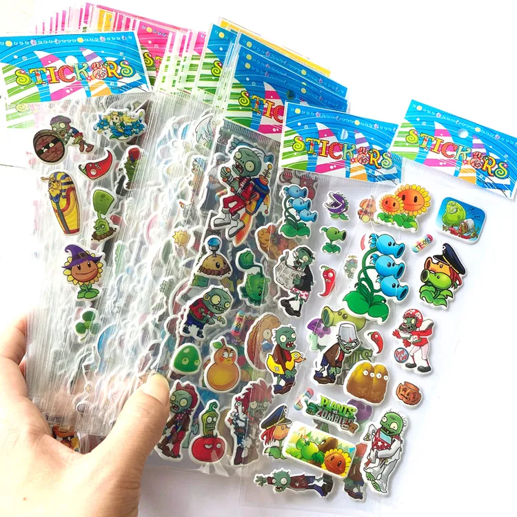 植物大战僵尸玩具奥特曼恐龙交通工具爱莎黏贴纸棉泡泡立体3d贴画