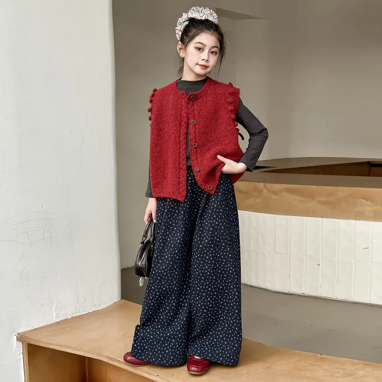 女童毛衣马甲三件套秋季2025新款儿童秋装韩系穿搭女大童早秋套装