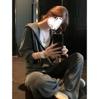 番茄妹妹Tomatosister 双色针织条纹松弛感套装 开衫卫衣休闲裤