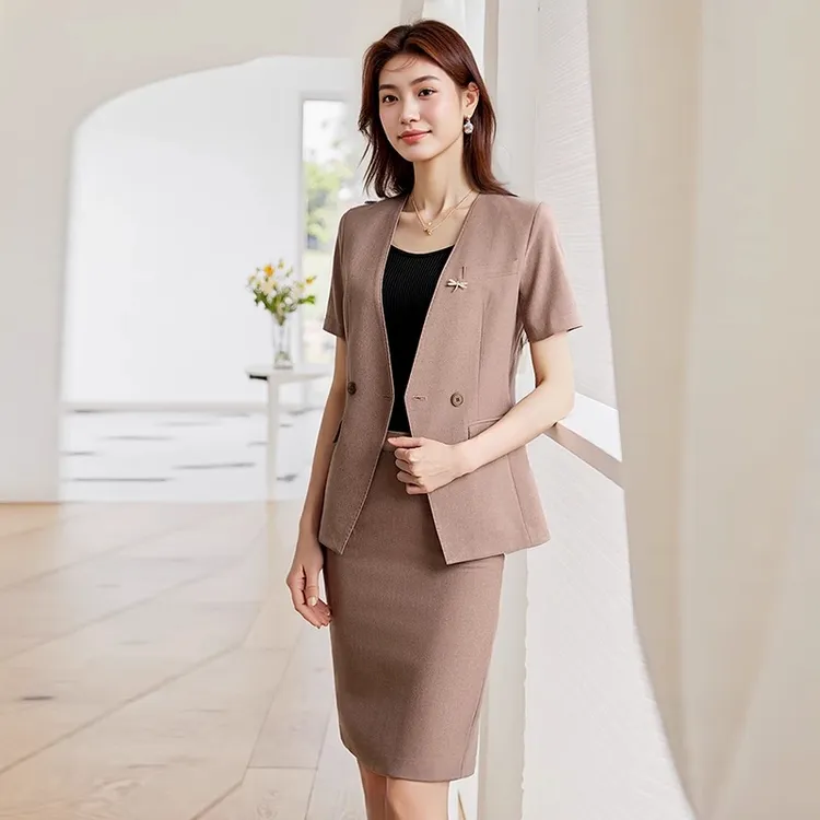 职业西装套装女2025新款夏季短袖工作服正装售楼部气质薄款小西服