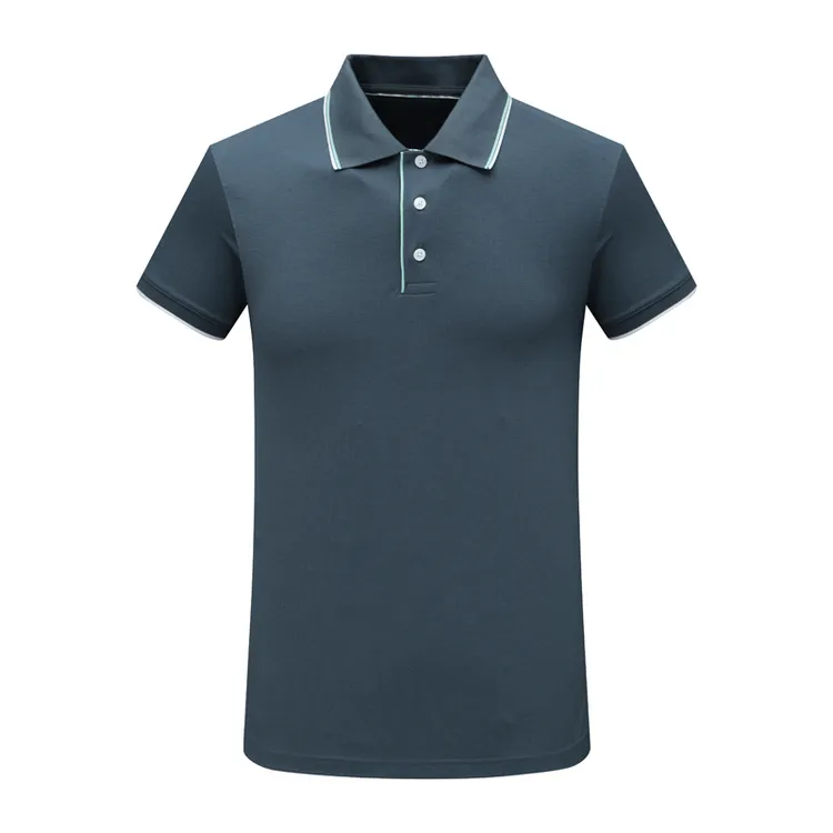 F3729恺男式夏季短袖T恤 棉翻领套头休闲商务上衣 中灰蓝弹力