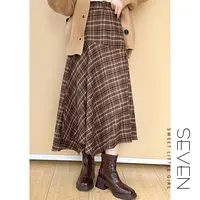 格纹趣事⑦七七146小个子设计感不规则复古格纹半身裙女新款小美说
