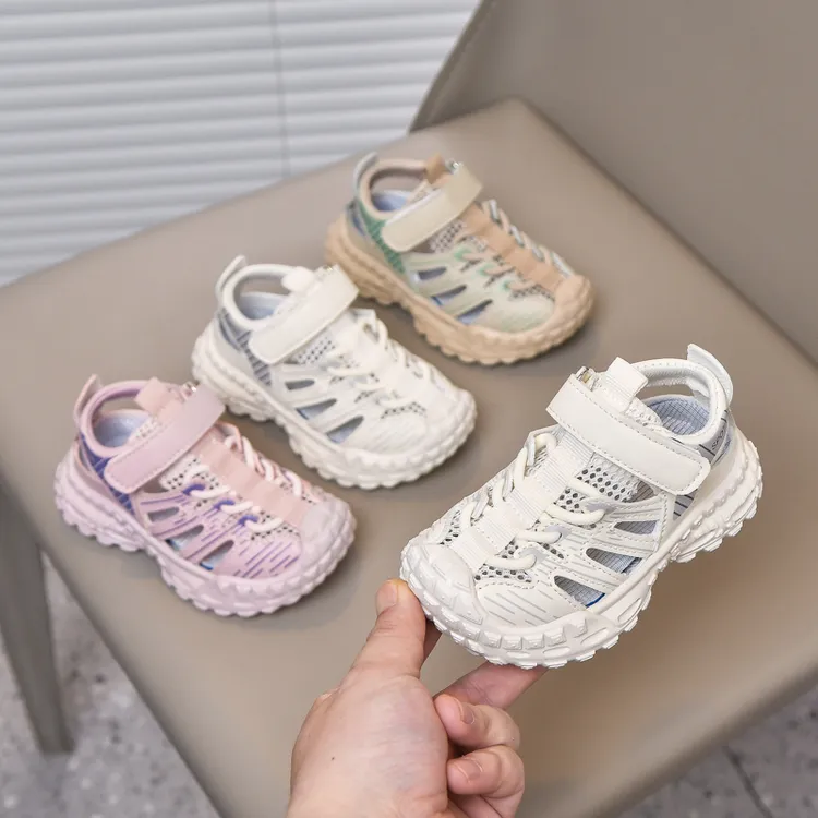女童运动鞋夏季新款男童凉鞋中大童网面透气鞋女小童老爹鞋软底鞋