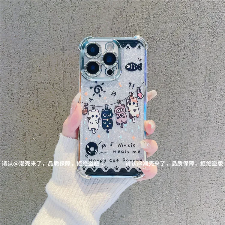 6D四角防摔壳适用苹果17/iPhone/华为荣耀/OPPO/VIVO小米手机壳潮