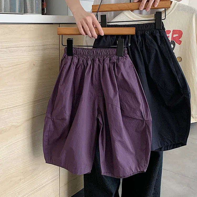 儿童夏季痞帅阔腿休闲中裤男童夏装新款萝卜裤韩版儿童七分裤潮