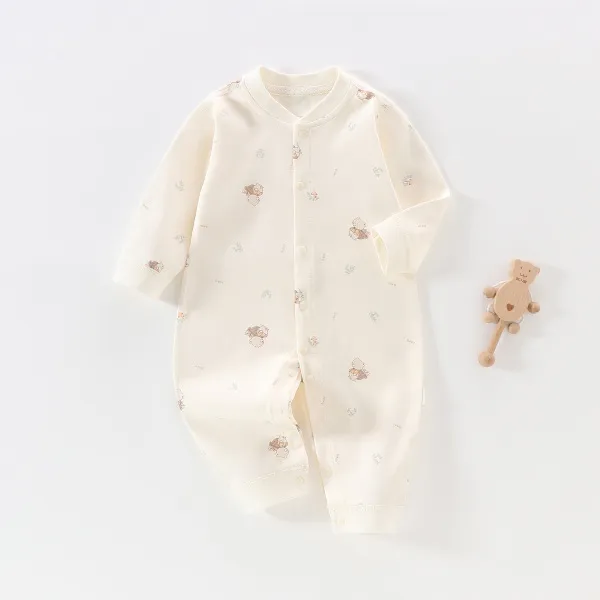 新生儿春秋纯棉连体衣秋冬婴儿打底内搭衣服新生儿外出哈衣爬爬服