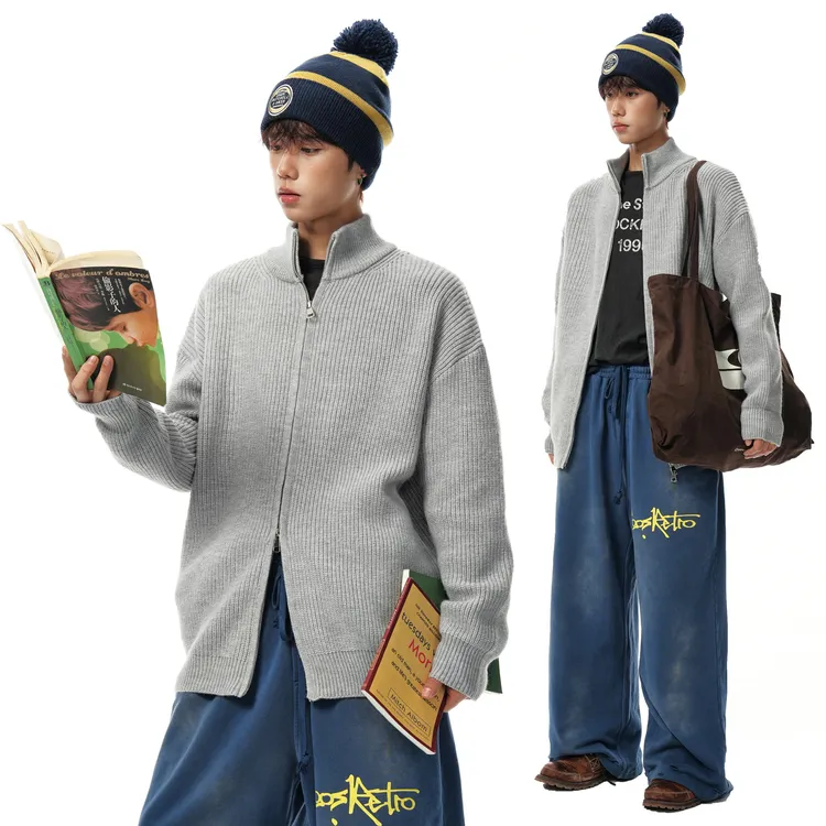 seldeeway秋冬美式时尚潮流ins风长袖卫衣男百搭重磅针织毛衣外套