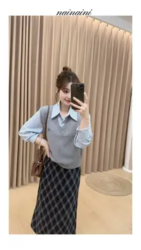 奈奈妮【格子裙】半身裙女2025小个子秋季新款显瘦百搭5025