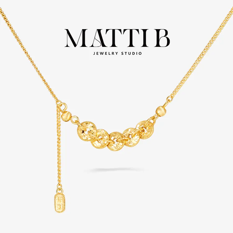 铜合金项链 新中式高端经典轻奢百搭钱串子高级爆款锁骨链女2110