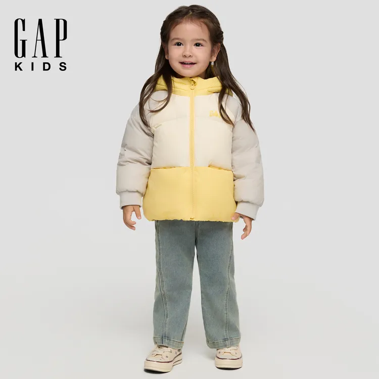 Gap女幼童2025冬新款动物耳朵连帽羽绒服儿童装 DR 804609