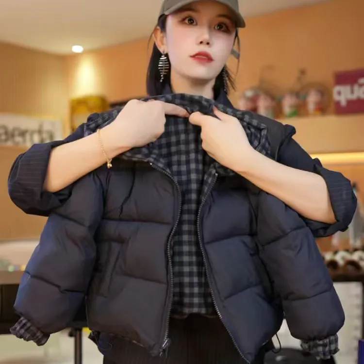 【双面穿棉服】儿童冬季韩版简约百搭格子双面棉服男童保暖加厚棉服