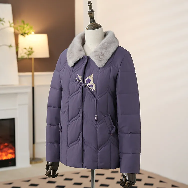 妈妈冬装外套短款加厚棉衣洋气棉袄50岁中老年女冬季新款保暖棉服