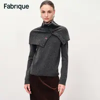 Fabrique Classon秋冬新品深空灰绵羊毛山羊绒配多用围脖针织上衣