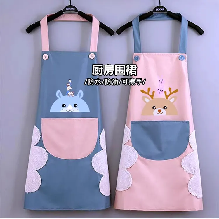 时尚新款火爆防水防油围裙女厨房做饭家用厨神无袖上班男围腰工作