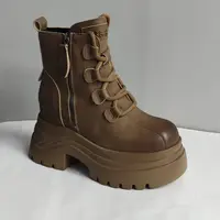 增高12cm加绒马丁靴女2025春秋新款厚底复古中筒靴切尔西女靴子