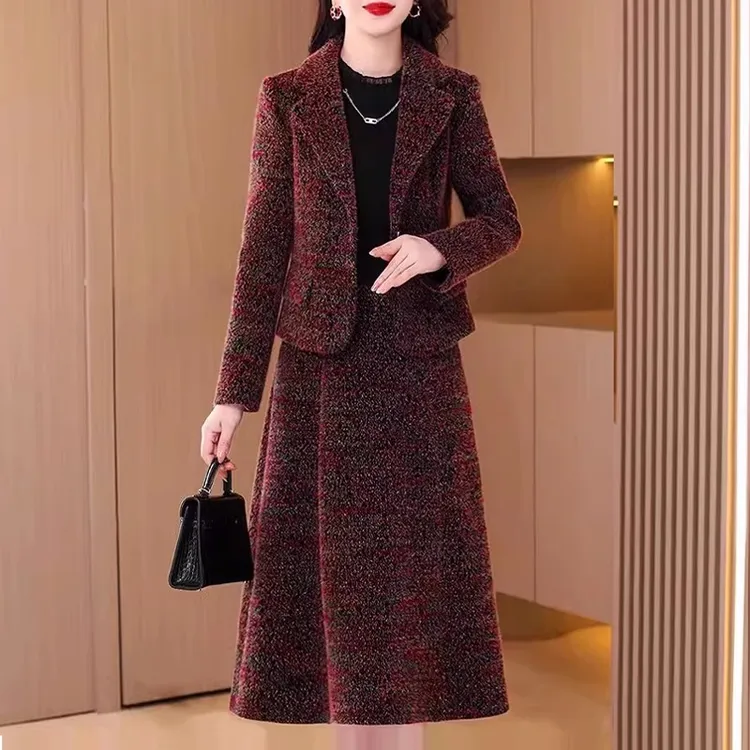 喜婆婆婚宴装2025新款女春秋冬高端妈妈礼服高贵年轻连衣裙两件套