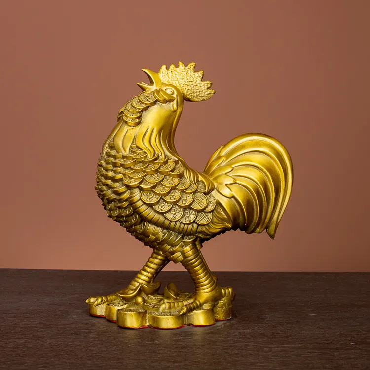 纯黄铜鸡大吉大利公鸡生肖金钱鸡风水摆件家居装饰品工艺品摆件