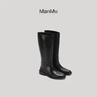 满目ManMu 【张琪专属】高级定制时尚增高显瘦黑色筒靴350589