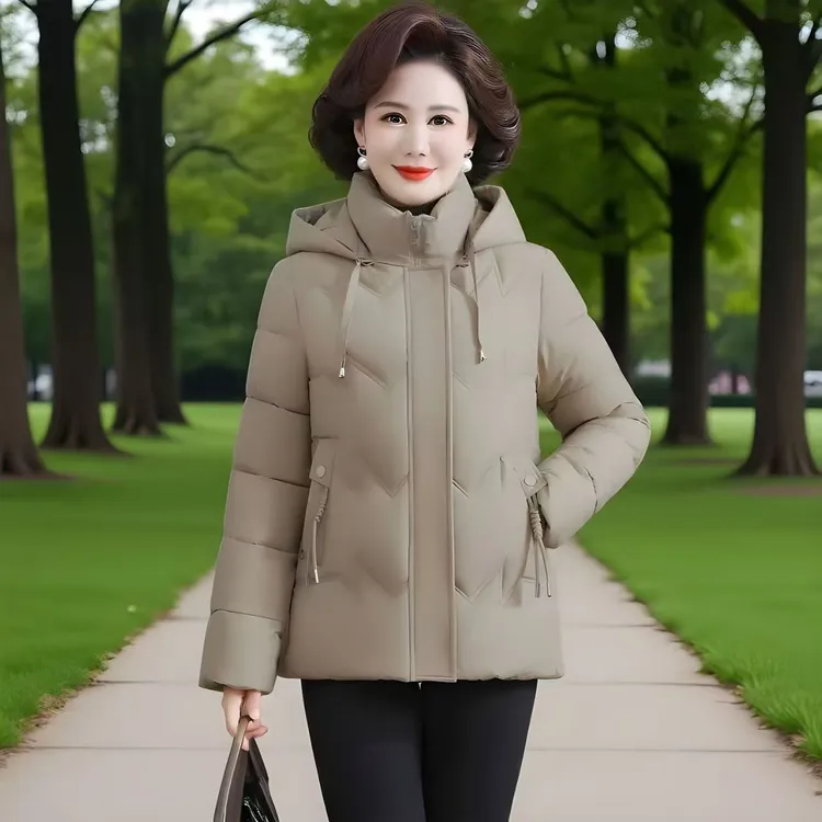 妈妈短款棉服中老年女装外套加厚轻便保暖羽绒棉衣时尚洋气显瘦