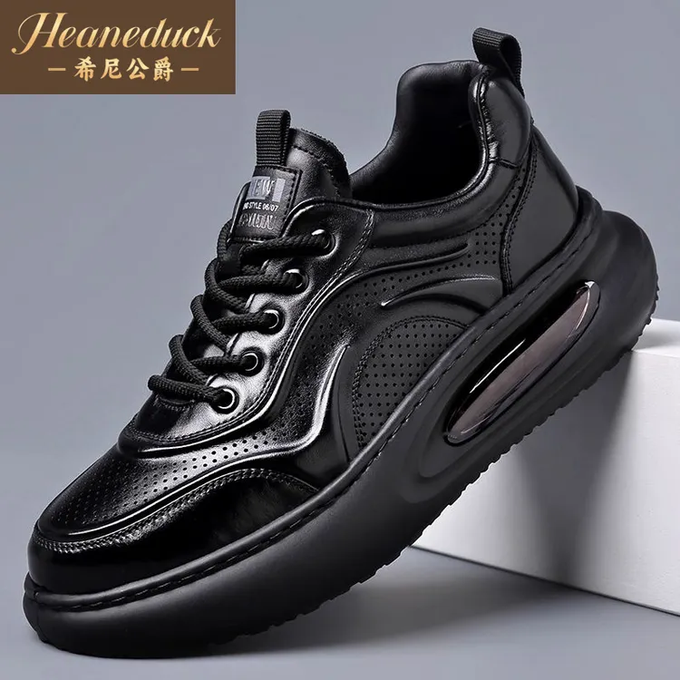 真皮男鞋2026冬季新款镂空透气休闲皮鞋男士气垫软底头层牛潮