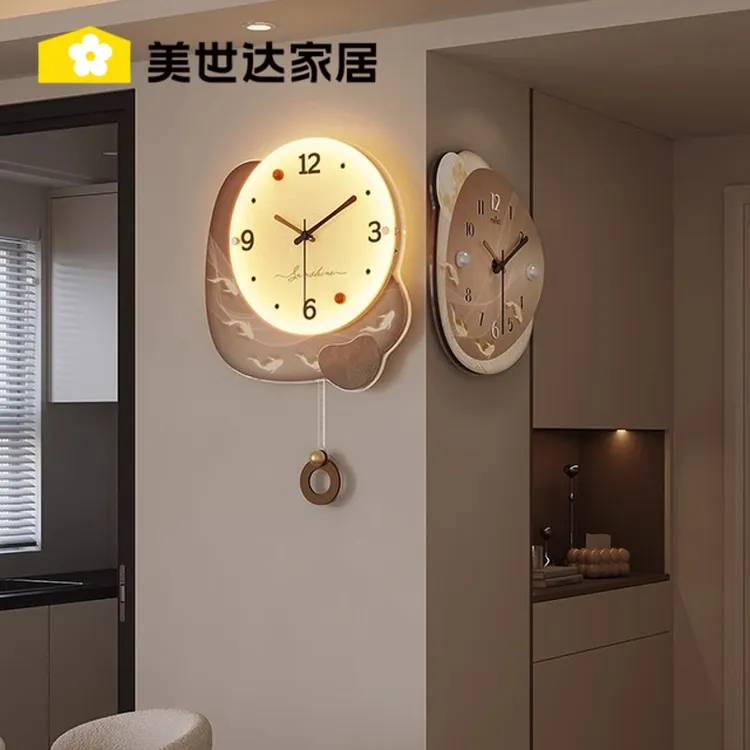 美世达转角创意双面时钟九鱼图挂钟客厅挂钟客厅挂钟2025年最新款