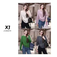 玖黛衣【絮语】新款时尚百搭秋季圆领纯色长袖针织羊毛衫 XSJ45199