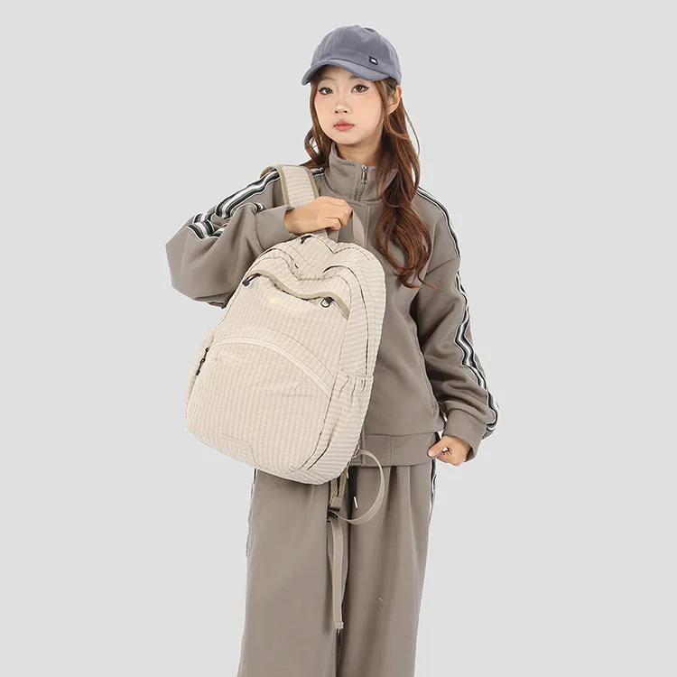 工装风防水休闲简约风双肩包百搭时尚运动户外潮流双肩包女大学生