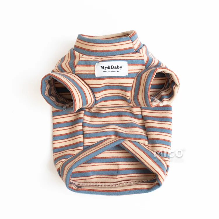 宠物打底衫 条纹德绒加厚保暖狗狗衣服小型犬比熊雪纳瑞短腿猫咪