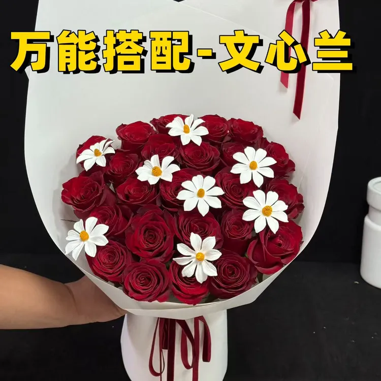 白色文心兰永生花干花手工粘接拍照轻奢摆件花材八角花商品图