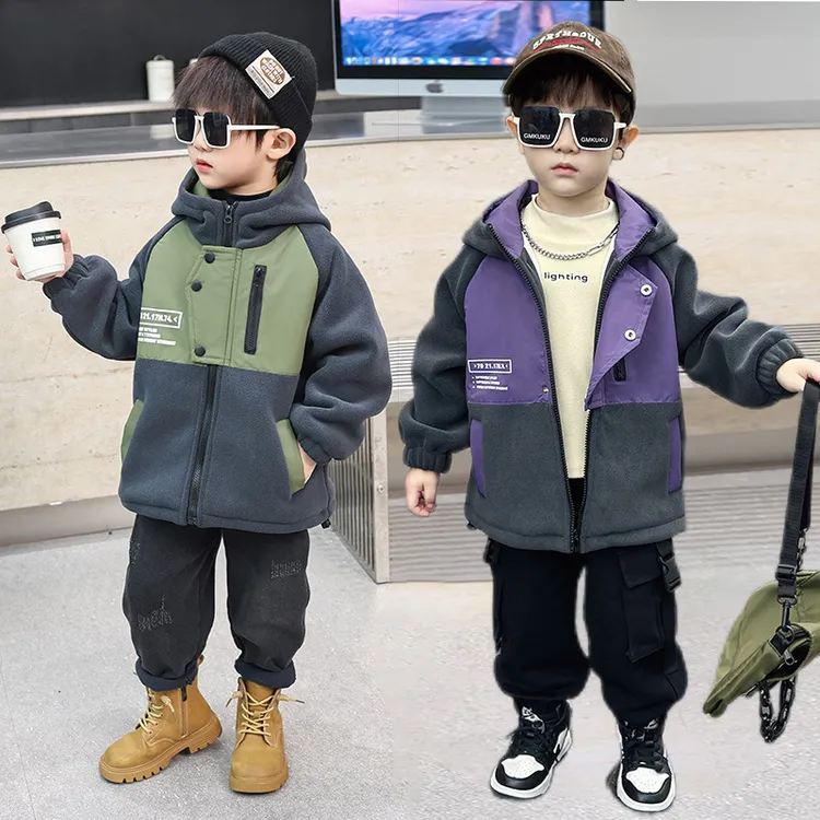 男童秋冬季外套摇粒绒2025新款中小儿童加绒加厚棉衣宝宝薄冬装