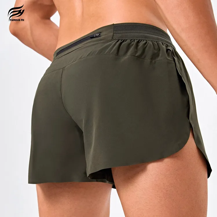 男女裸感超轻竞速跑步短裤马拉松运动裤子无痕压胶内衬健身三分裤