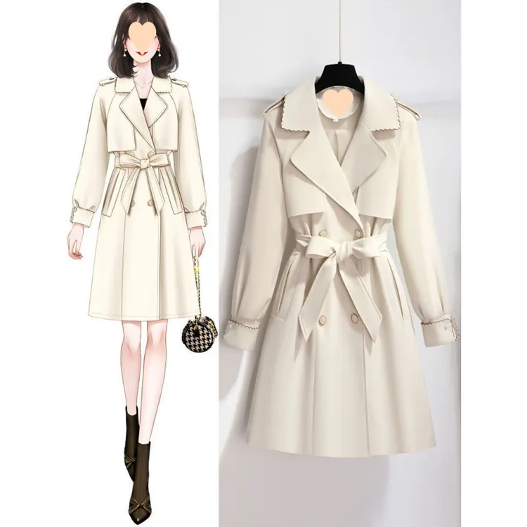 风衣洋气外套女春秋中长款2025年新款今年流行的高级感米白色大衣