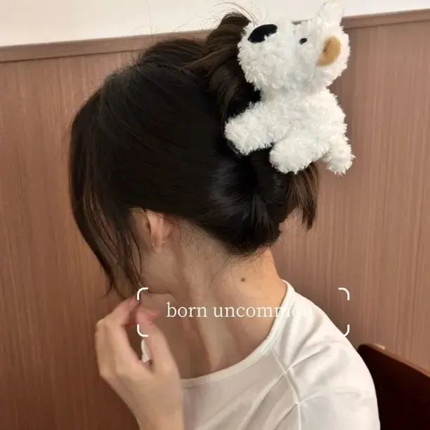 幂同款白色小狗发夹可爱毛绒西高地狗狗侧边夹顶夹发卡头饰